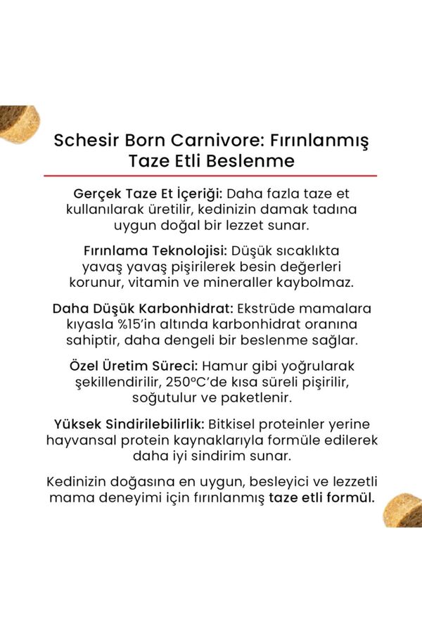 Schesir Born Carnivore Tavuklu Somonlu ve Ringa Balıklı Yetişkin Kedi Maması 1,25kg