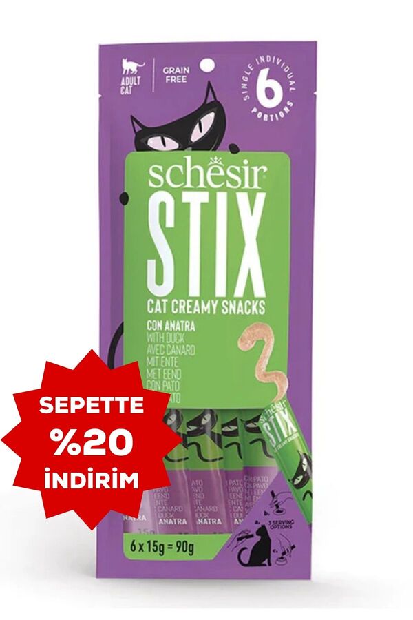 Schesir Cat Stix Ördekli Krema Kedi Ödülü 6x15gr