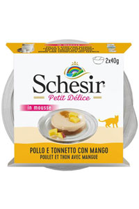 SCHESIR - Schesir Delice Tavuklu Ton Balıklı Mangolu Kedi Mousse Mama 2x40gr