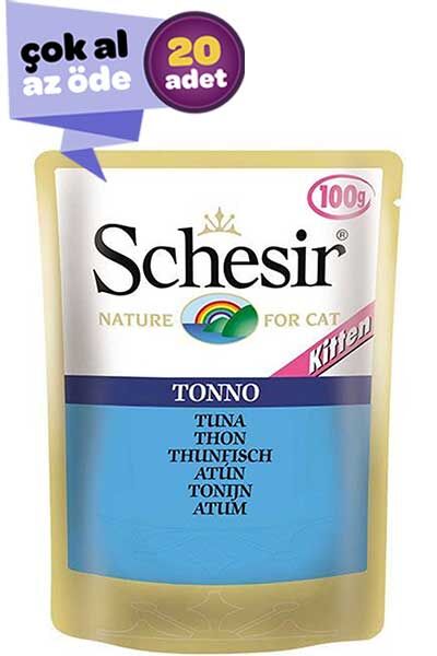 Schesir Kitten Ton Balıklı Pouch Yavru Kedi Konservesi 20x100gr (20li)