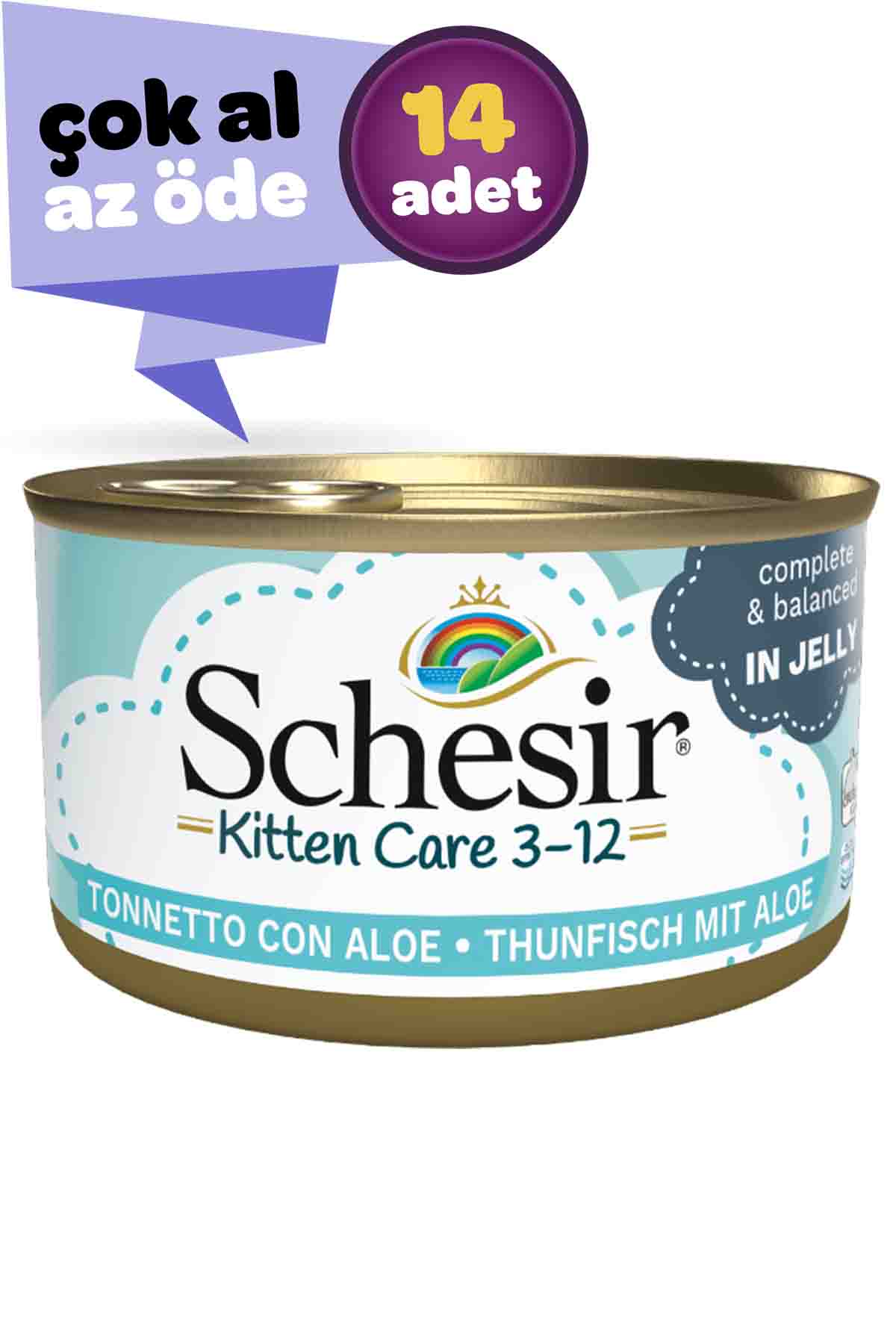 Schesir Kitten Ton Balıklı ve Aloeveralı Yavru Kedi Konservesi 14x85gr (14lü)