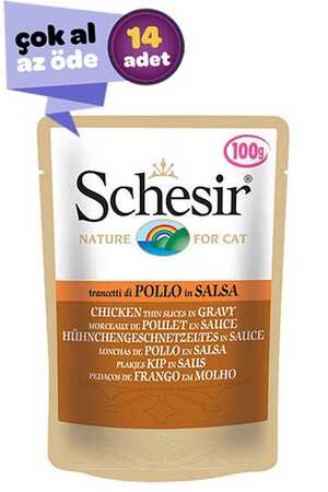 SCHESIR - Schesir Pouch Gravy Tavuklu Kıyılmış Yetişkin Kedi Konservesi 14x85gr (14lü)