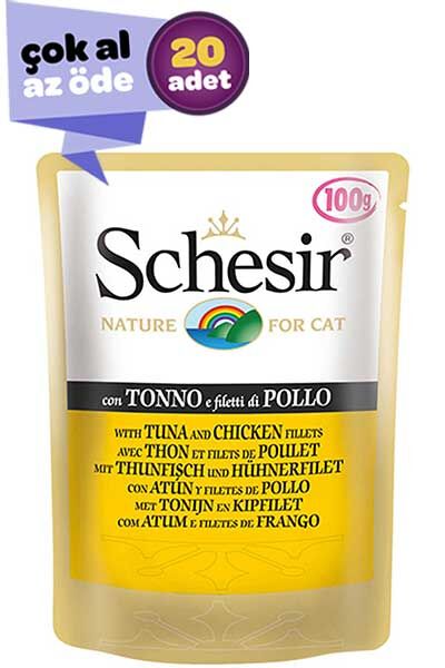 Schesir Tavuk ve Ton Balıklı Kedi Konservesi 20x100gr (20li)