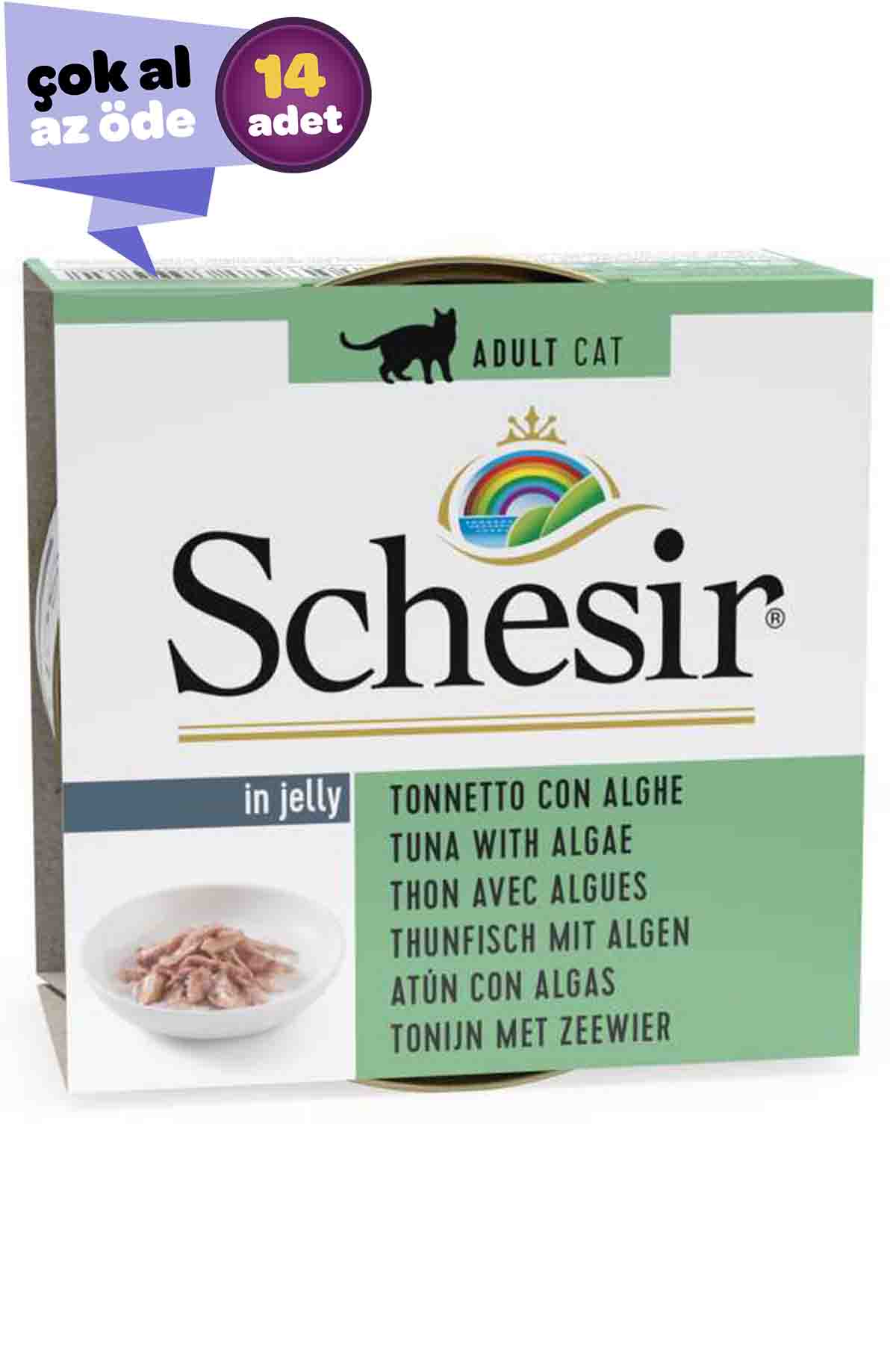 Schesir Ton Balığı ve Deniz Yosunlu Kedi Konservesi 14x85gr (14lü)