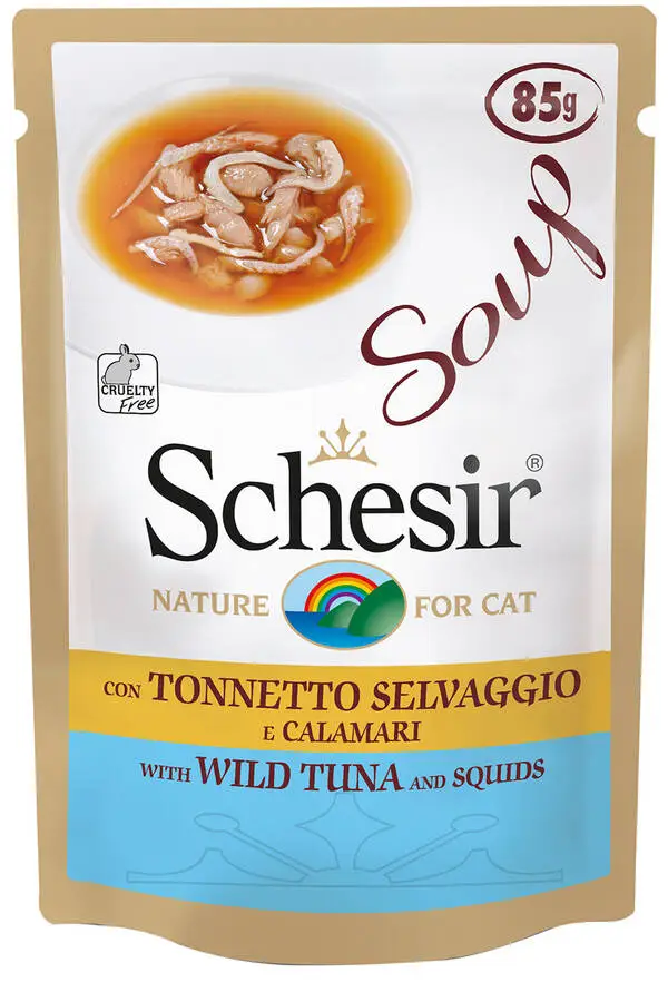 Schesir Ton Balığı ve Kalamarlı Tamamlayıcı Yetişkin Kedi Çorbası 85gr