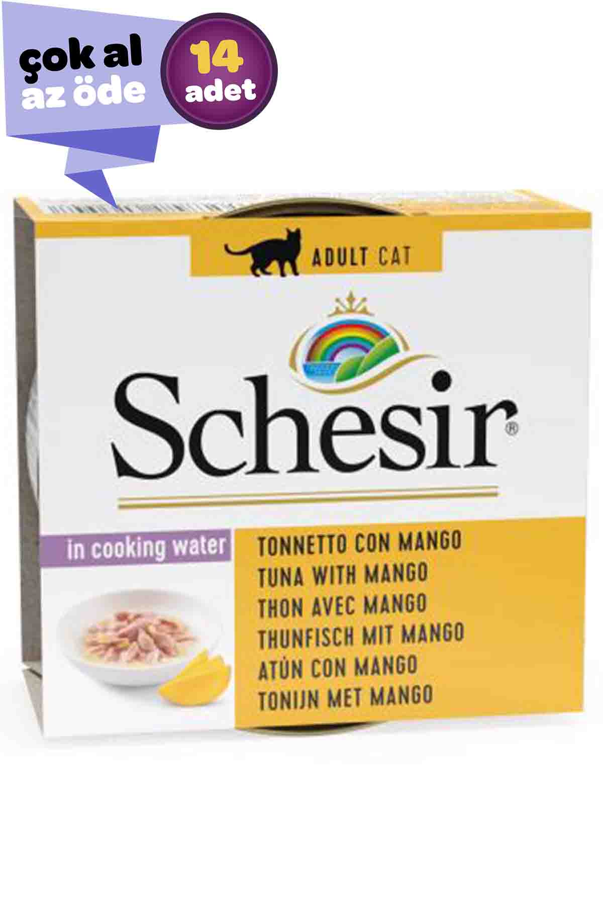 Schesir Ton Balığı ve Mangolu Yetişkin Kedi Konservesi 14x75gr (14lü)