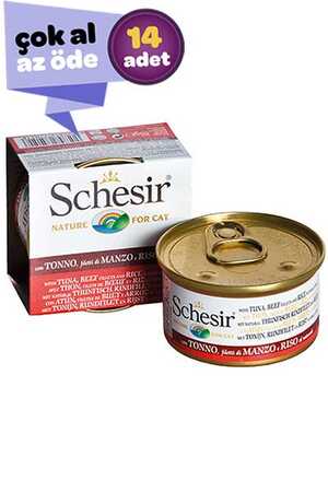 SCHESIR - Schesir Ton Balığı ve Sığır Etli Yetişkin Kedi Konservesi 14x85gr (14lü)