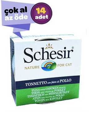 Schesir Ton Balığı ve Tavuklu Jöleli Kedi Konservesi 14x85gr (14lü)
