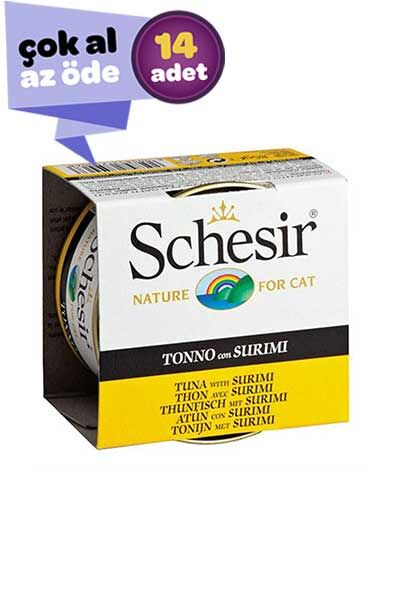 Schesir Ton Balığı ve Yengeç Etli Jöleli Kedi Konservesi 14x85gr