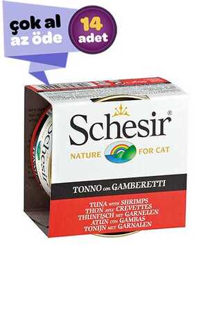 Schesir Ton Balıklı Ve Karidesli Jöleli Kedi Konservesi 14x85gr (14lü)