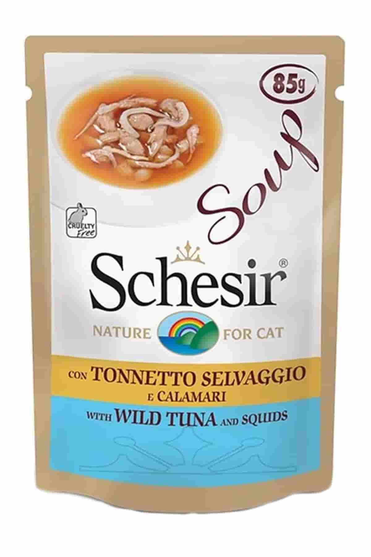 Schesir Yetişkin Kediler için Yabani Ton Balıklı ve Balkabaklı Kedi Çorbası 85 gr
