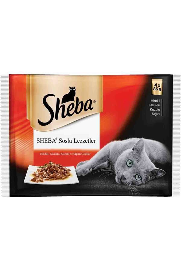 Sheba Gravy Soslu Etli Seçenekler Yetişkin Kedi Konservesi 4*85gr