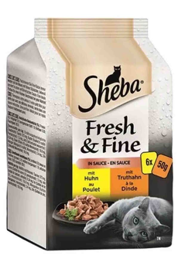 Sheba Pouch Fresh&Fine Tavuklu ve Hindili Yetişkin Kedi Konservesi 6x50gr