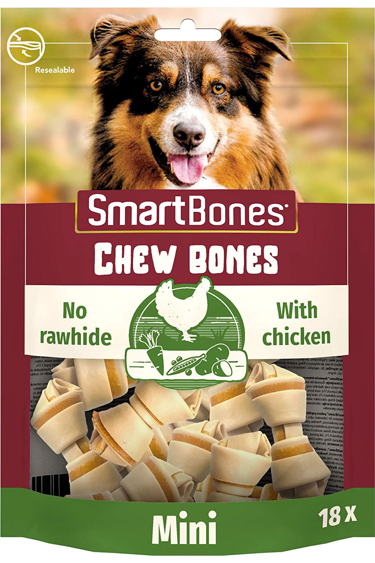 SmartBones Küçük Irk Köpekler için Tavuk ve Sebzeli Ödül Kemiği 288gr (18li) 