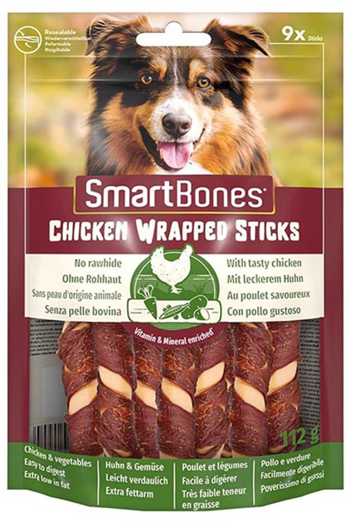 SmartBones Tavuk Sargılı Stick Mini Köpek Ödülü 112gr (9lu)