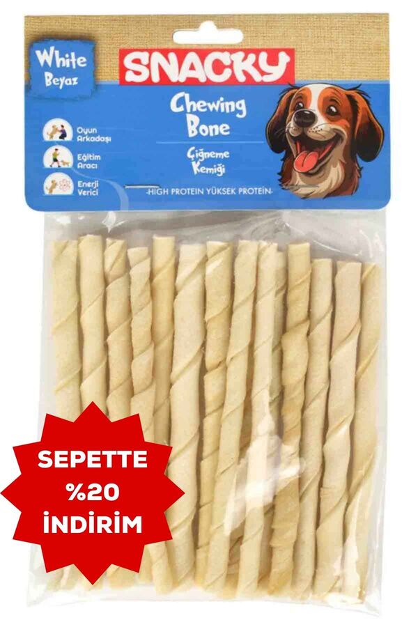 Snacky Beyaz Köpek Burgu Çubuk 15li 13cm