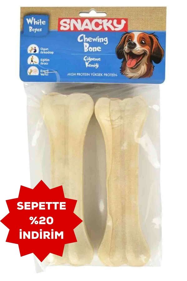 Snacky Beyaz Köpek Çiğneme Kemiği 15cm 2li