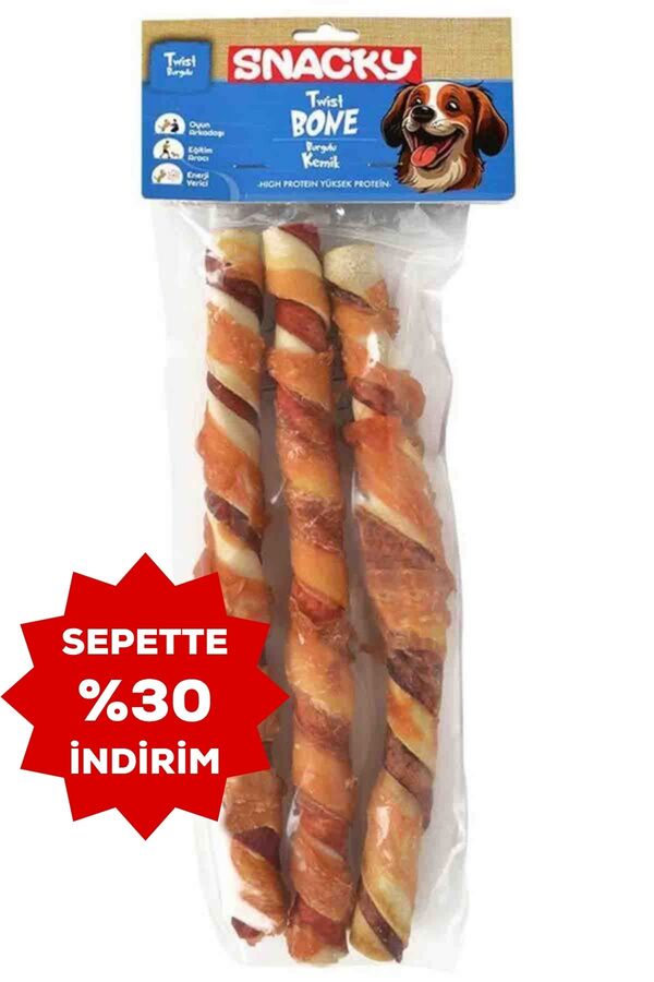 Snacky Çift Renkli Tavuklu Köpek Ödülü 25cm 3lü