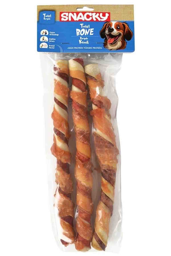 Snacky Çift Renkli Tavuklu Köpek Ödülü 25cm 3lü