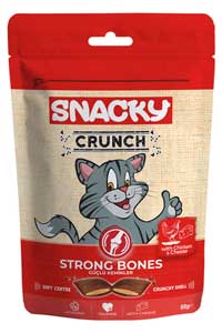 SNACKY - Snacky Crunch Strong Bones Güçlü Kemikler için Tavuk ve Peynirli Kedi Ödül Maması 60gr