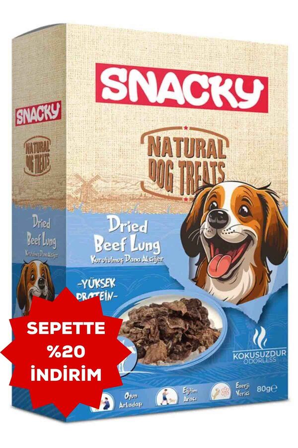 Snacky Kurutulmuş Dana Akciğer Köpek Ödül Maması 80gr