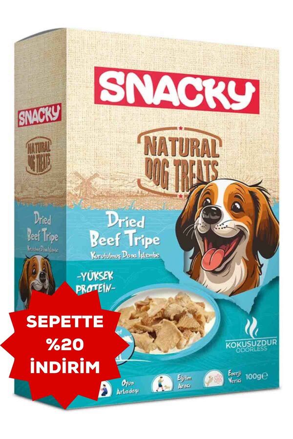 Snacky Kurutulmuş Dana İşkembe Köpek Ödül Maması 100gr