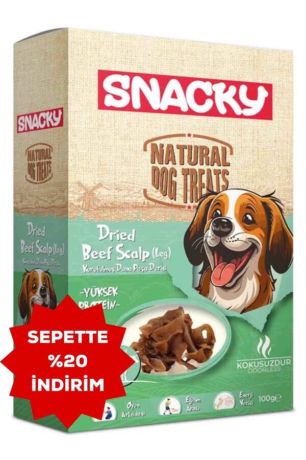 Snacky Kurutulmuş Dana Paça Derisi Köpek Ödül Maması 100gr