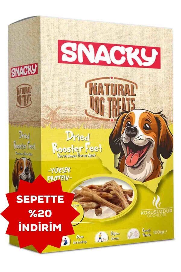 Snacky Kurutulmuş Horoz Ayak Köpek Ödül Maması 100gr