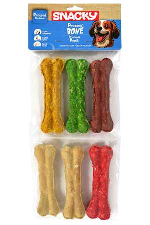 Snacky Munchy Köpek Press Kemik 11,5cm 6lı - Thumbnail