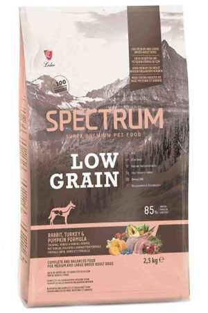 SPECTRUM - Spectrum Düşük Tahıllı Tavşanlı Hindili ve Bal Kabaklı Orta ve Büyük Irk Yetişkin Köpek Maması 2,5kg