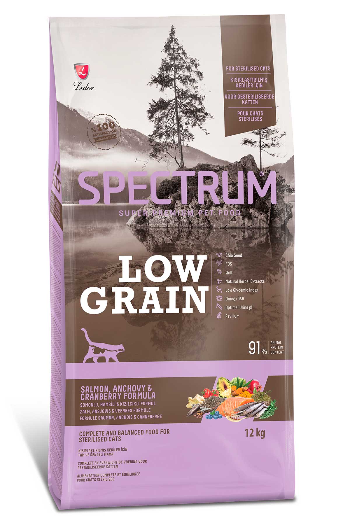 Spectrum Düşük Tahıllı Somon Hamsi ve Yaban Mersinli Kısırlaştırılmış Kedi Maması 12kg