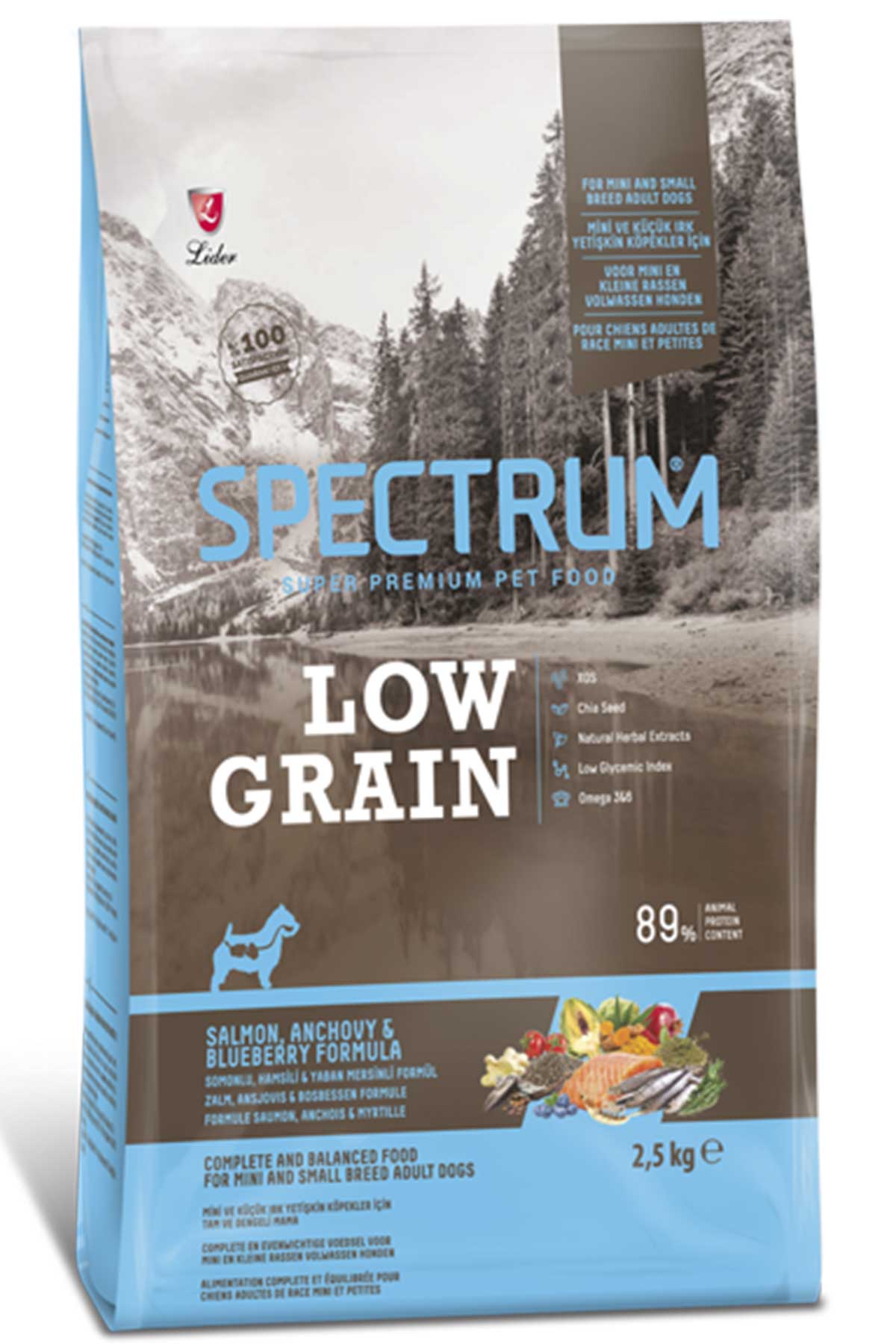 Spectrum Düşük Tahıllı Somonlu, Hamsili, Yaban Mersinli Küçük Irk Yetişkin Köpek Maması 2.5kg