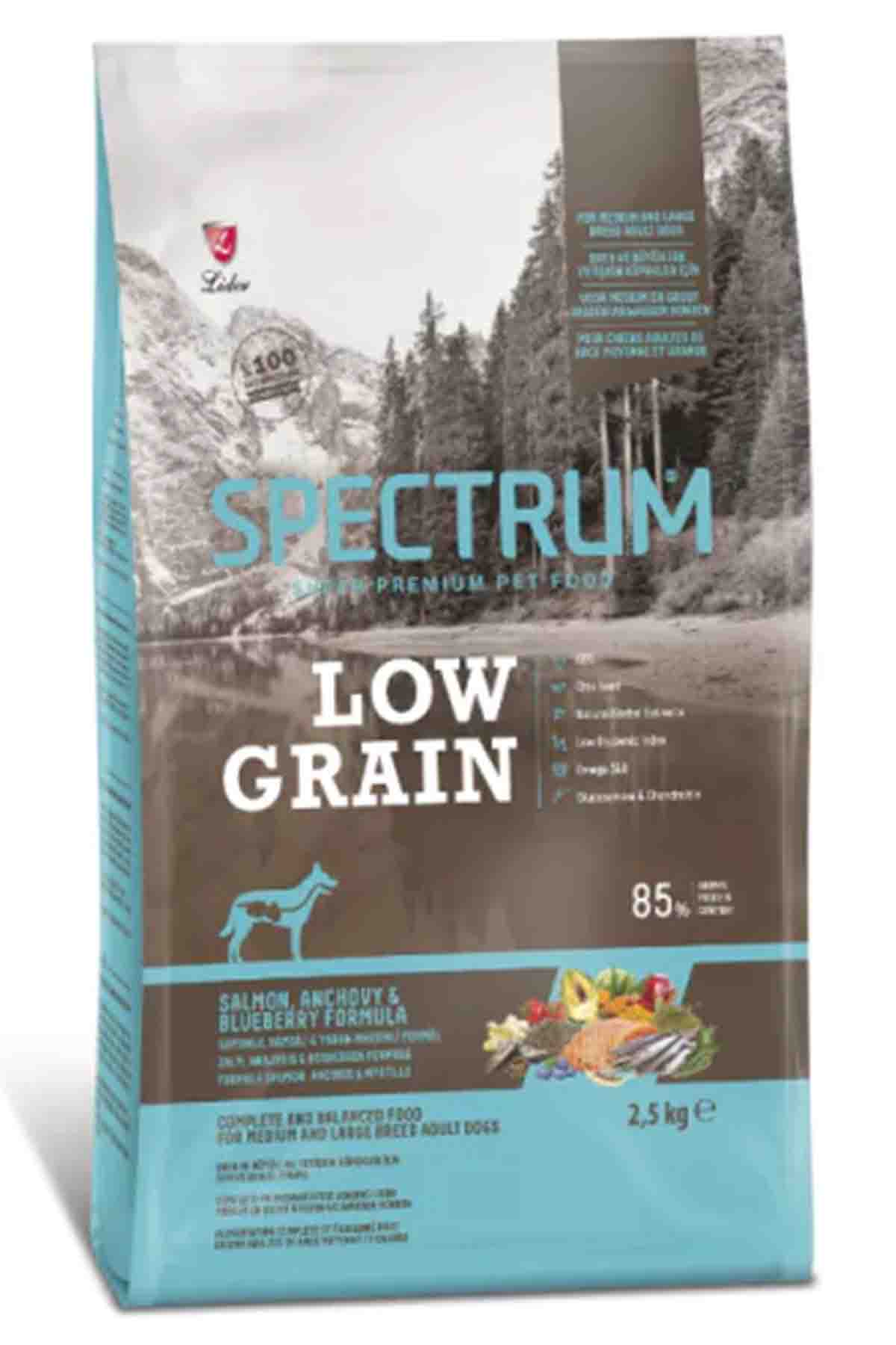 Spectrum Düşük Tahıllı Somonlu, Hamsili, Yaban Mersinli Orta ve Büyük Irk Yetişkin Köpek Maması 2.5kg