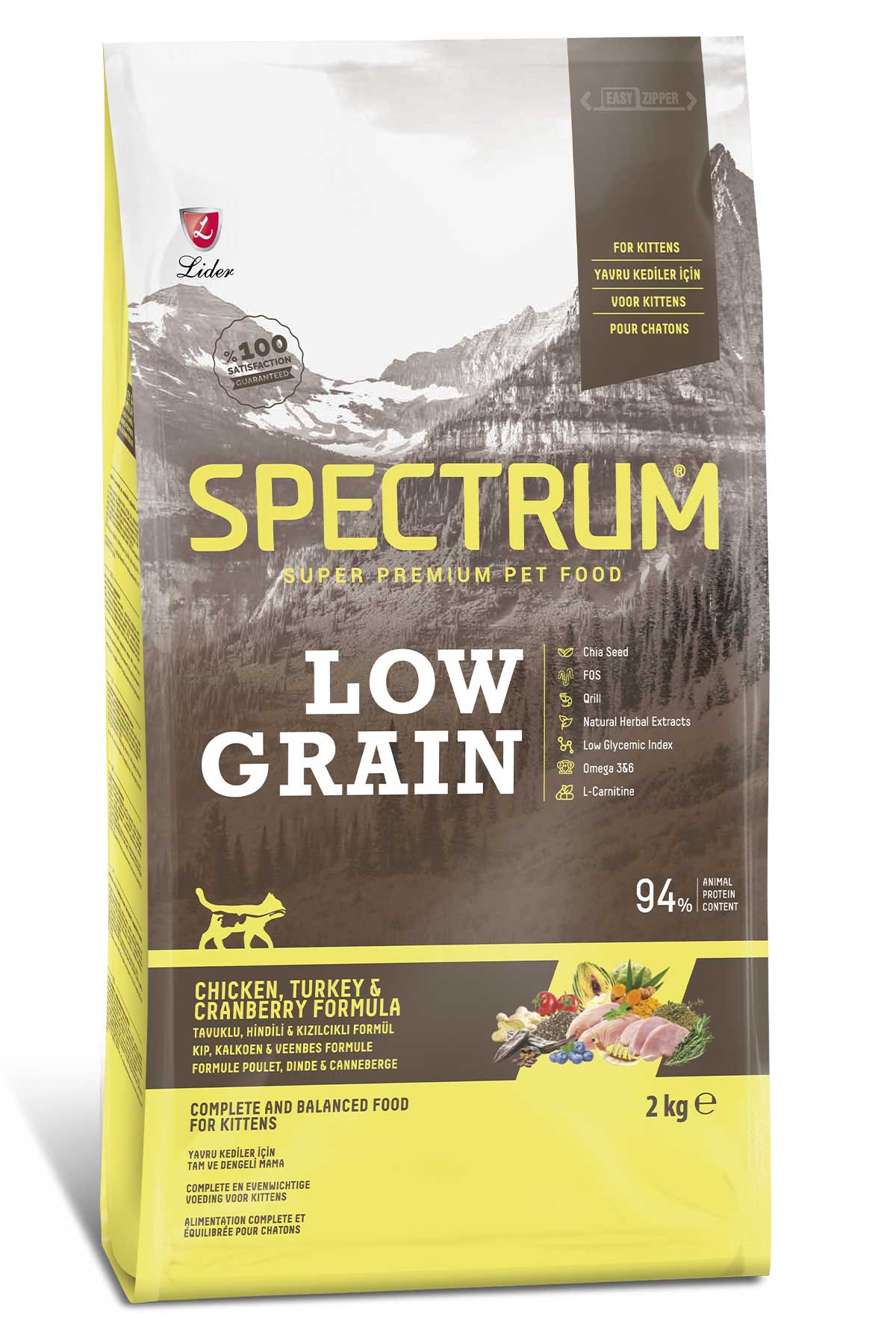 Spectrum Düşük Tahıllı Tavuk Hindi ve Kızılcıklı Yavru Kedi Maması 2kg