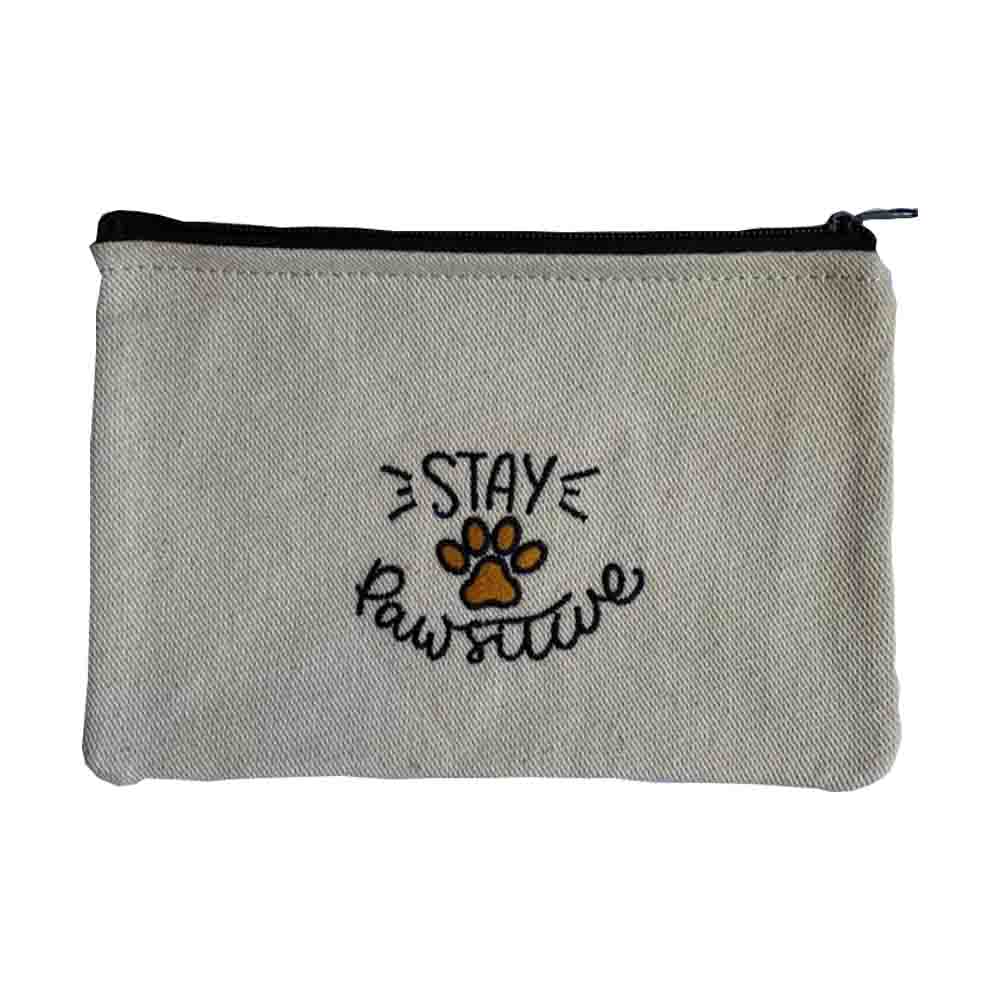 Stay Pawsitive Bej Clutch Çanta