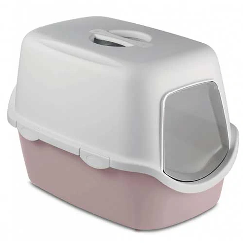 Stefanplast Cathy Kapalı Kedi Tuvaleti 56x40x40 Pembe-Beyaz