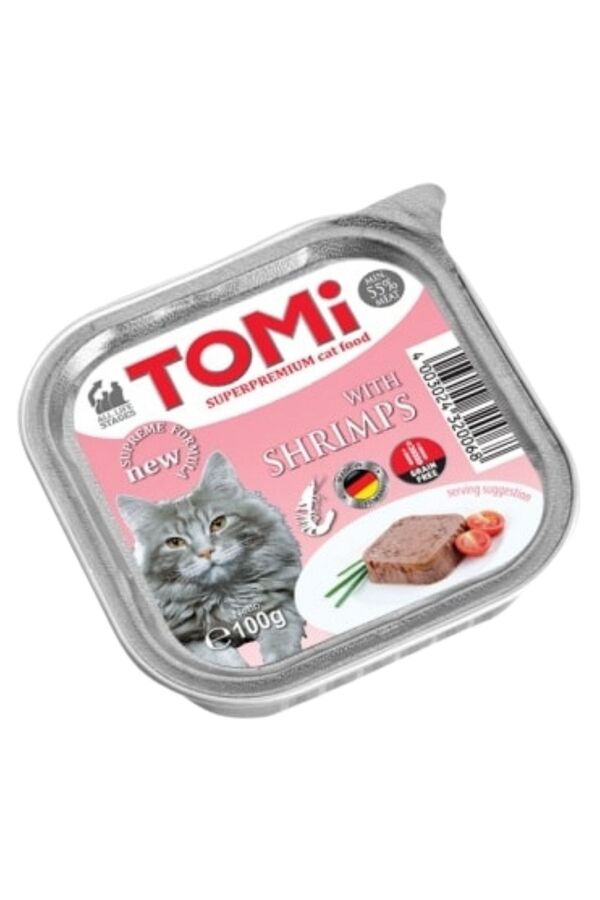 Tomi Karidesli Alüminyum Pate Kedi Konserve Maması 100gr