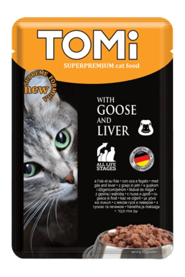 Tomi Kaz ve Ciğerli Pouch Kedi Konservesi 100gr