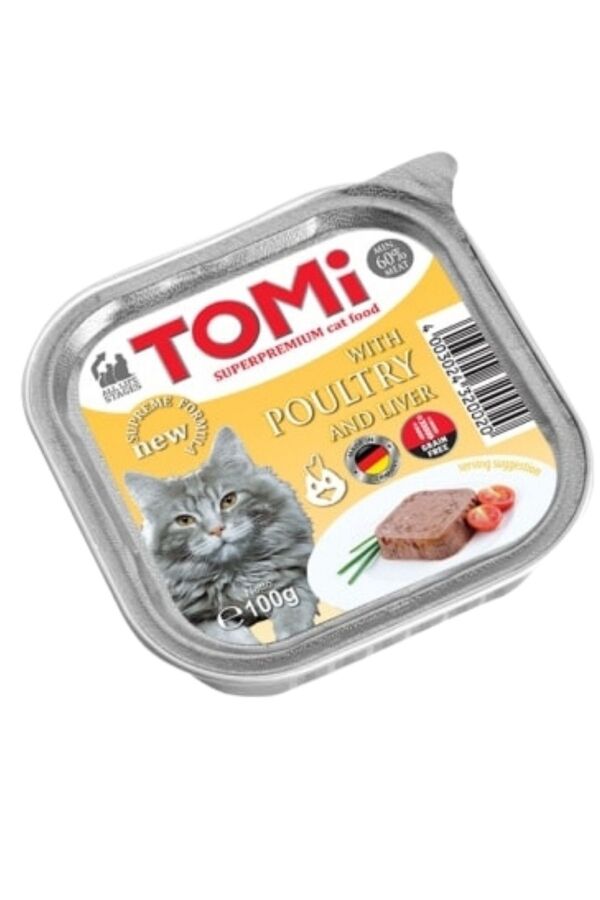 Tomi Kümes Hayvanlı ve Ciğerli Alüminyum Pate Kedi Konservesi 100gr