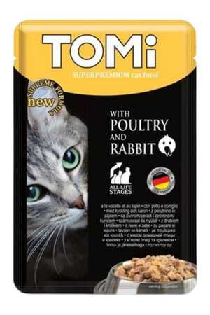 Tomi Kümes Hayvanlı ve Tavşanlı Pouch Kedi Konservesi 100gr - Thumbnail