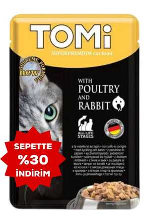 Tomi Kümes Hayvanlı ve Tavşanlı Pouch Kedi Konservesi 100gr - Thumbnail