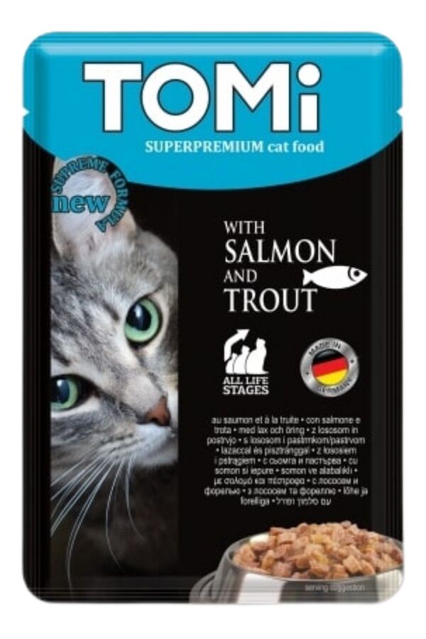 Tomi Somonlu ve Alabalıklı Pouch Kedi Konservesi 100gr
