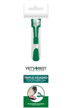 VETS BEST - Vets Best Köpekler için Üç Başlı Diş Fırçası 17,5cm