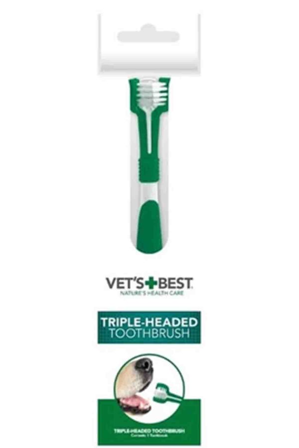 Vets Best Köpekler için Üç Başlı Diş Fırçası 17,5cm