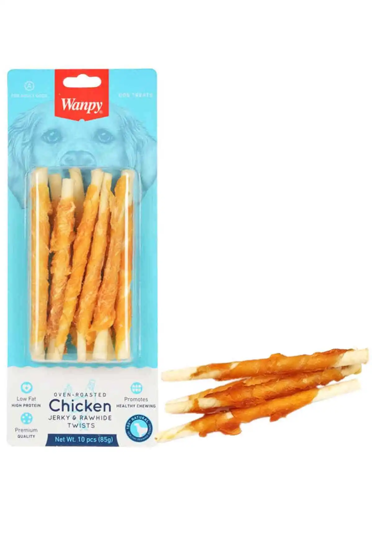 Wanpy Deri Üzerine Tavuk Sargılı Burgu Köpek Ödül Çubuğu 85gr - Thumbnail