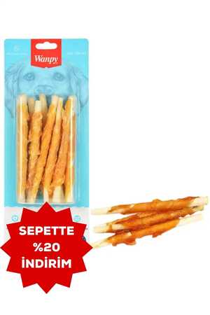 Wanpy Deri Üzerine Tavuk Sargılı Burgu Köpek Ödül Çubuğu 85gr - Thumbnail