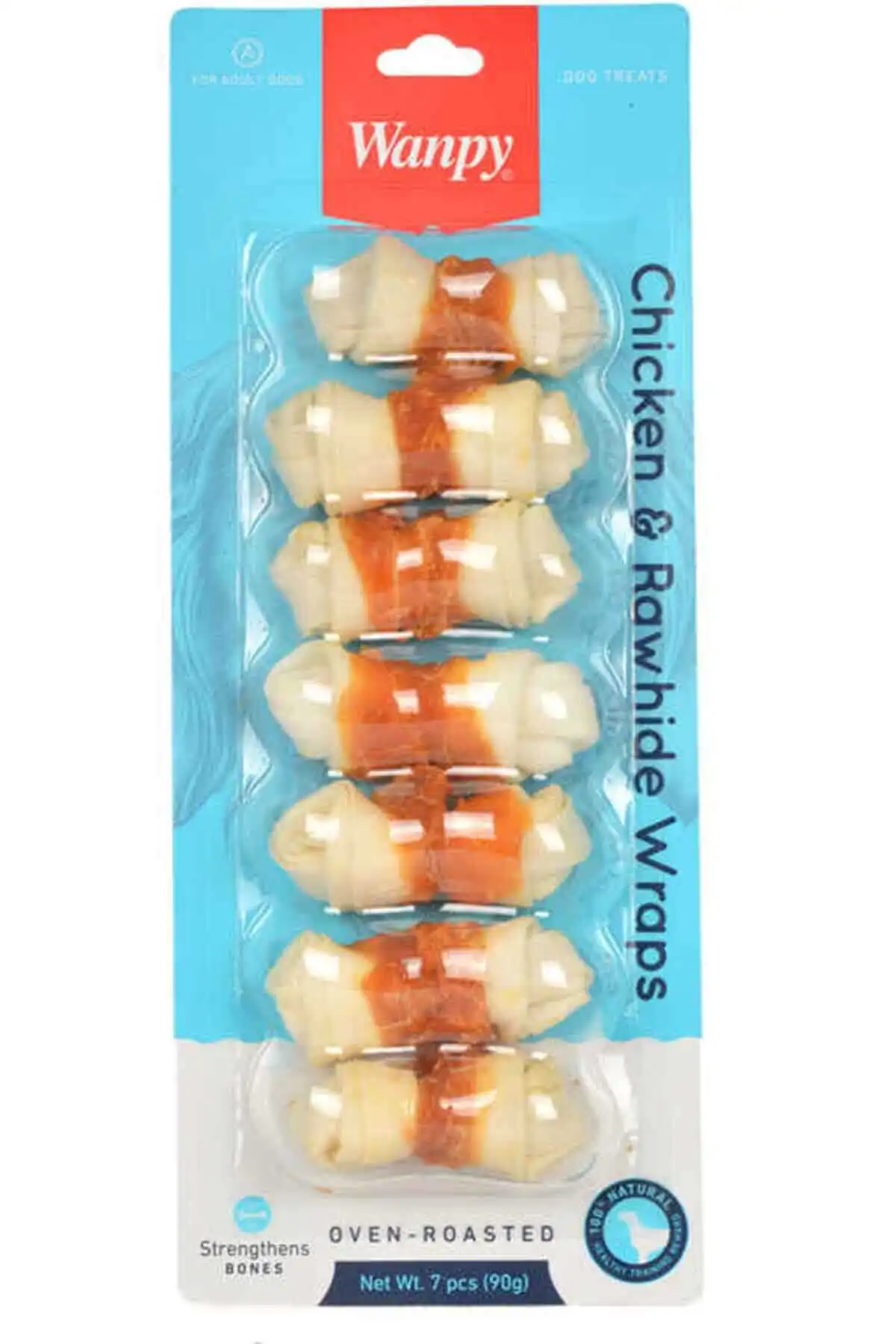WANPY - Wanpy Deri Üzerine Tavuk Sarılı Köpek Ödül Kemiği 90gr