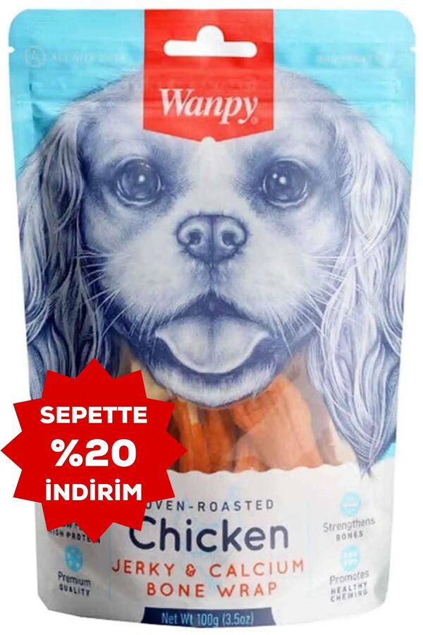 Wanpy Gerçek Tavuk Sargılı Kalsiyum Takviyeli Köpek Ödül Maması 100gr
