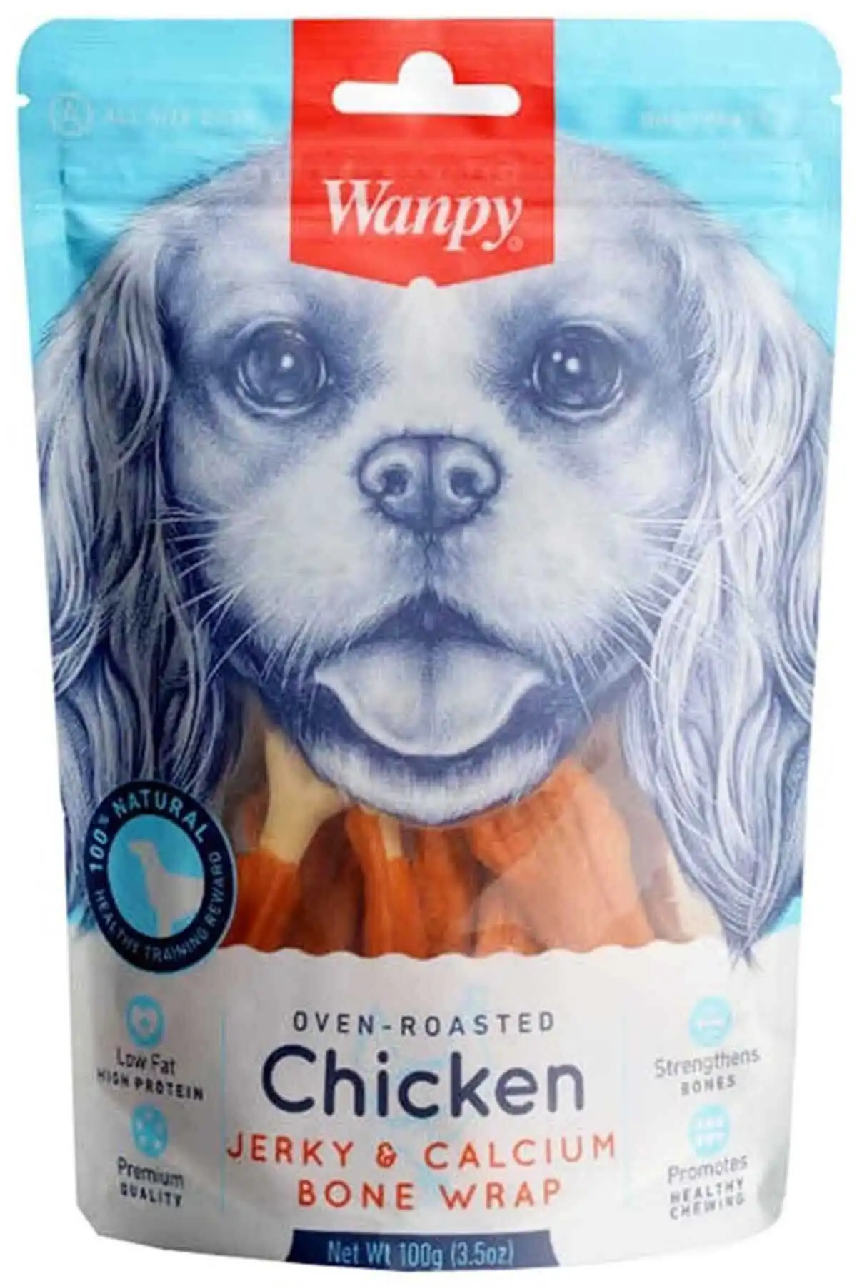Wanpy Gerçek Tavuk Sargılı Kalsiyum Takviyeli Köpek Ödül Maması 100gr - Thumbnail