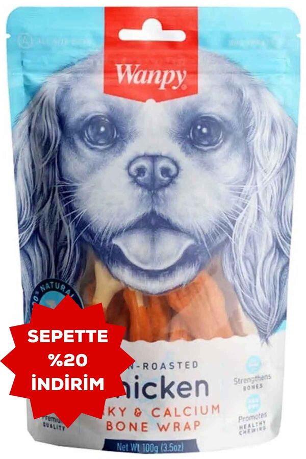 Wanpy Gerçek Tavuk Sargılı Kalsiyum Takviyeli Köpek Ödül Maması 100gr